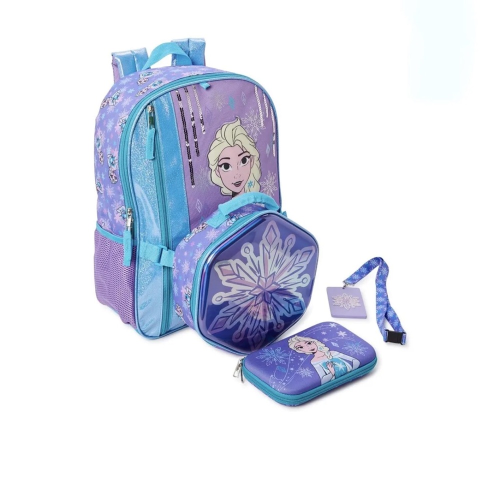 Disney Frozen Elsa Girls Snow Dreams With Lunch Bag 4-Piece Set Blue New W/ Tags